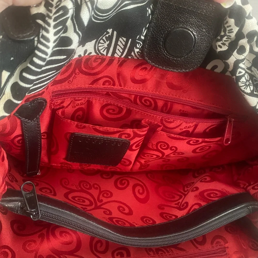 Brighton Poppy Canvas Shoulder Bag with Braided Leather Straps